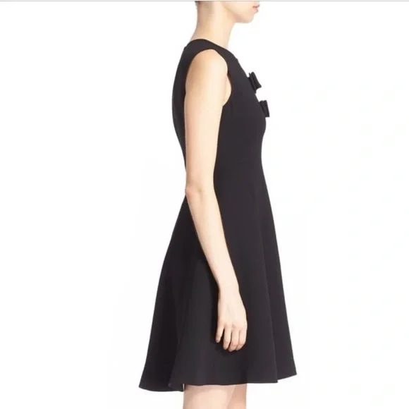 Kate Spade Kite Bow Crepe Fit & Flare Keyhole Black Dress Kate Spade New York - Picture 3 of 10
